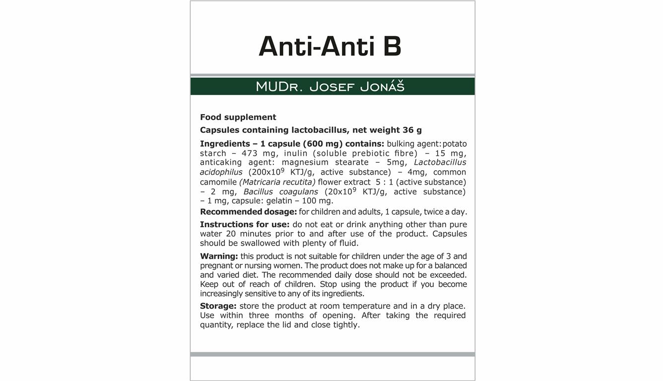 Anti-Anti B etiketa EN Gelatin